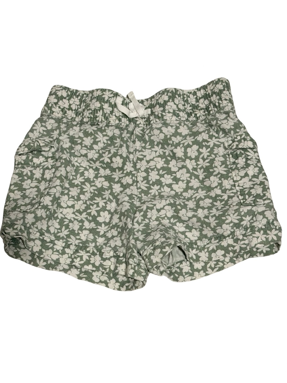 Wonder Nation Girls Floral Pull-On Shorts Sage Green Size S 6-6X